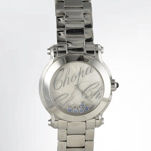 Women Chopard Happy Sport watch Stainless Steel w/Sapphires Ref.8509; box&papers