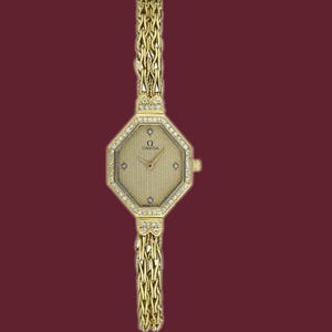 Vintage 1983 Ladies&#39; Omega Geneve 18K Yellow Gold watch with Diamonds Ref. 954B