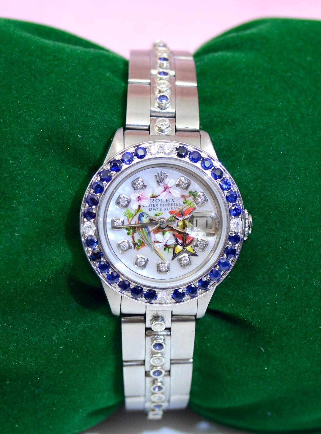 Ladies Rolex Oyster Perpetual Datejust SS Watch W/diamonds
