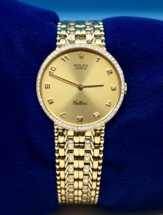 Vintage 1991 Men's Rolex Geneve Cellini Watch 18K Yellow Gold 80.6 GM  Ref.5114 - Etsy