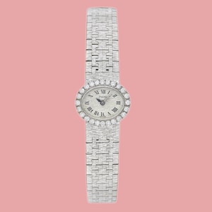 Vintage 1970s Ladies&#39; Piaget 18K White Gold watch w/Diamonds Ref. 3766 A6 42.2GM