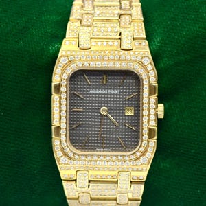 Men's Audemars Piguet Royal Oak Quartz Watch 18K Yellow Gold w/Diamonds/Date