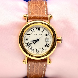 カルティエ ディアボロ クォーツ ウォッチ 32 mm 18K イエローゴールド Ref. 1420 ウォレット付き