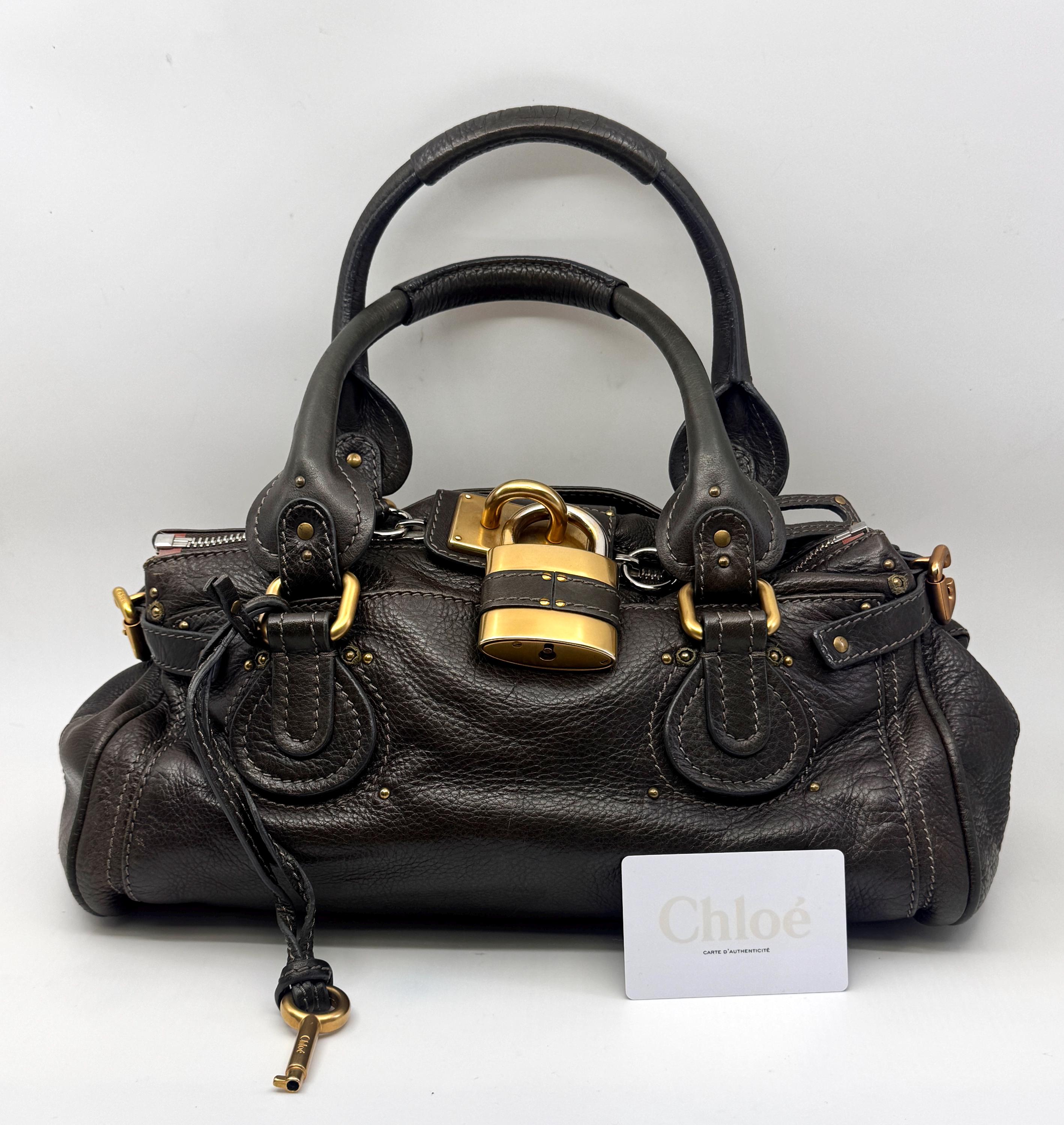 Authentic Chloe Paddington Leather Handbag W/cadena, Key W 
