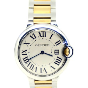 Men's Cartier Ballon Blue Quartz watch 18K Yellow Gold &Stainless Steel Ref.3005
