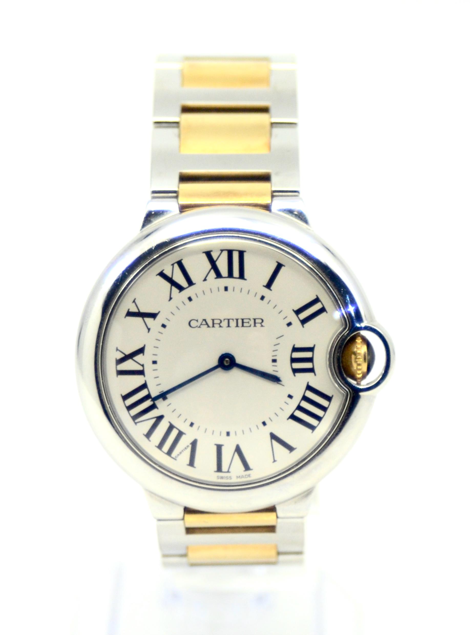 Cartier Ballon Bleu Cartier Uhr Damen Gold Lederarmband Cartier