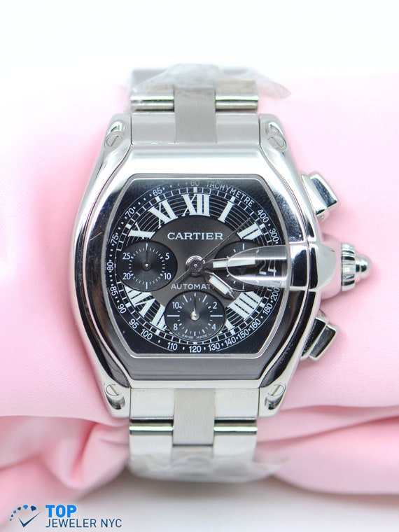 cartier men's roadster automatic chronograph stainless steel