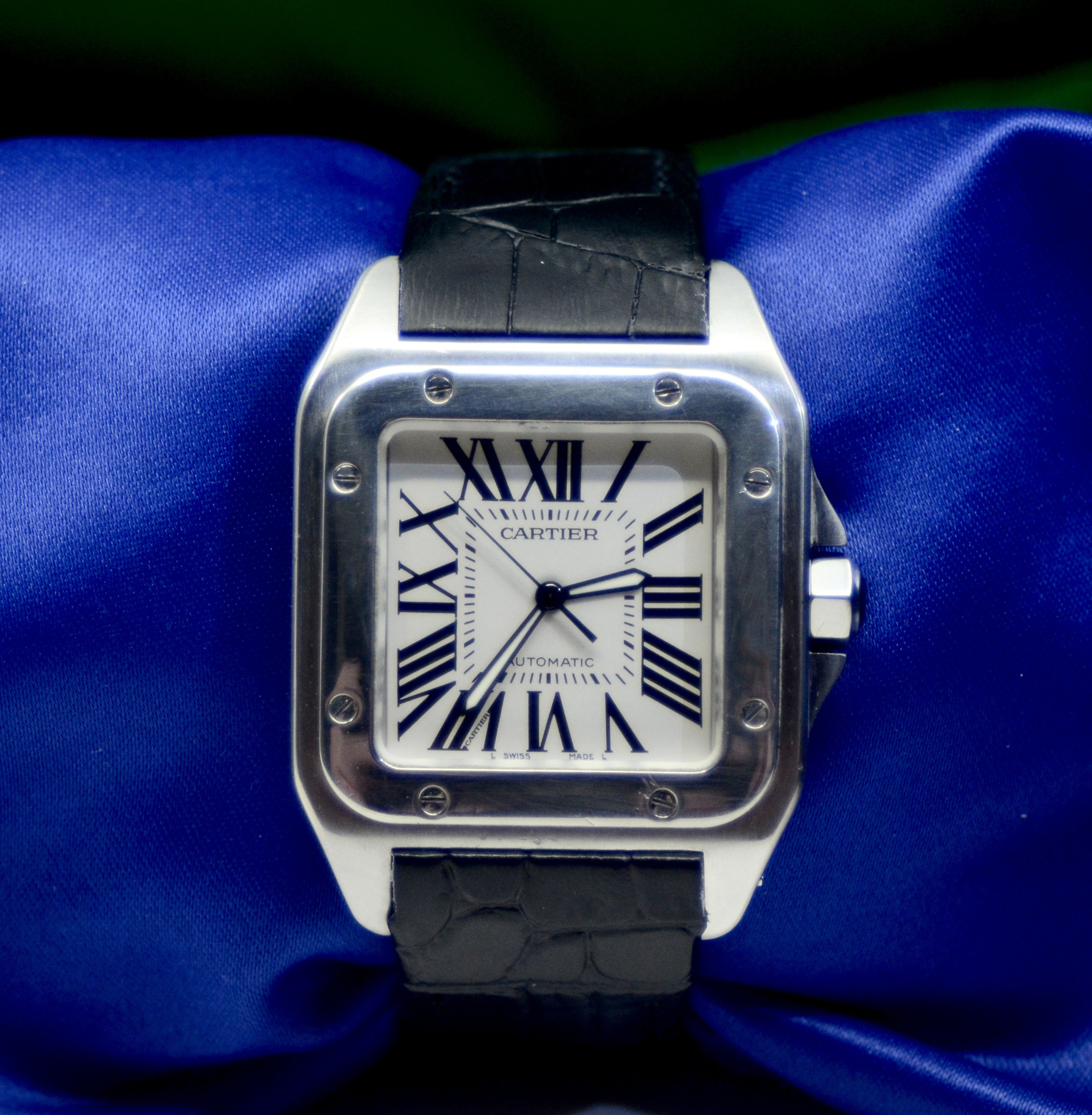 Cartier Santos 398mm Automatic Stainless Steel White Roman for  Rs507408 for sale from a Trusted Seller on Chrono24