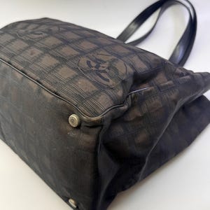 Authentic Women CHANEL Travel Line Tote Bag Black color Nylon image 8