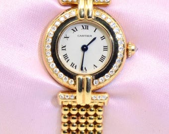 Vintage Cartier Colisee 18K Yellow Gold watch with factory Diamonds Ref.1980