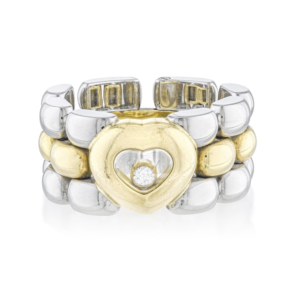 Chopard Diamond Ring in 18K Yellow Gold & Stainless Steel w/floating Diamond