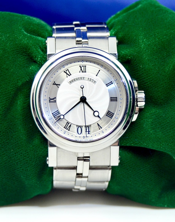 Men s Breguet Marine II Stainless Steel Automatic Watch Ref. 5817 W box papers Etsy Canada
