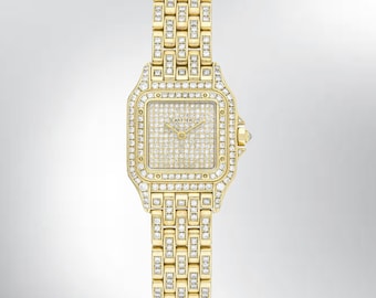 Vintage 1980s Cartier Panthere in 18K Yellow Gold Watch w/Diamonds Ref.866911