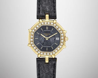 18kt HGE‎ VINTAGE  Ladies Geneva yellow gold watch! Vintage Geneva Quasar 18KT HGE Gold Tone Watch Checkerboard  main image 2