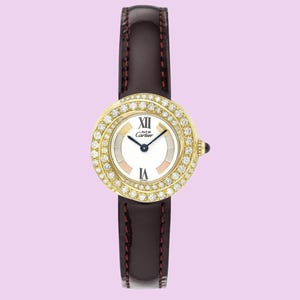 Must De Cartier Trinity Vermeil Watch 18K Gold Plated with Diamonds Ref.2735