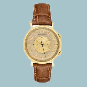 Vintage 1950s Men&#39;s Jaeger LeCoultre Memovox Watch 18K Yellow Gold w/alarm disc