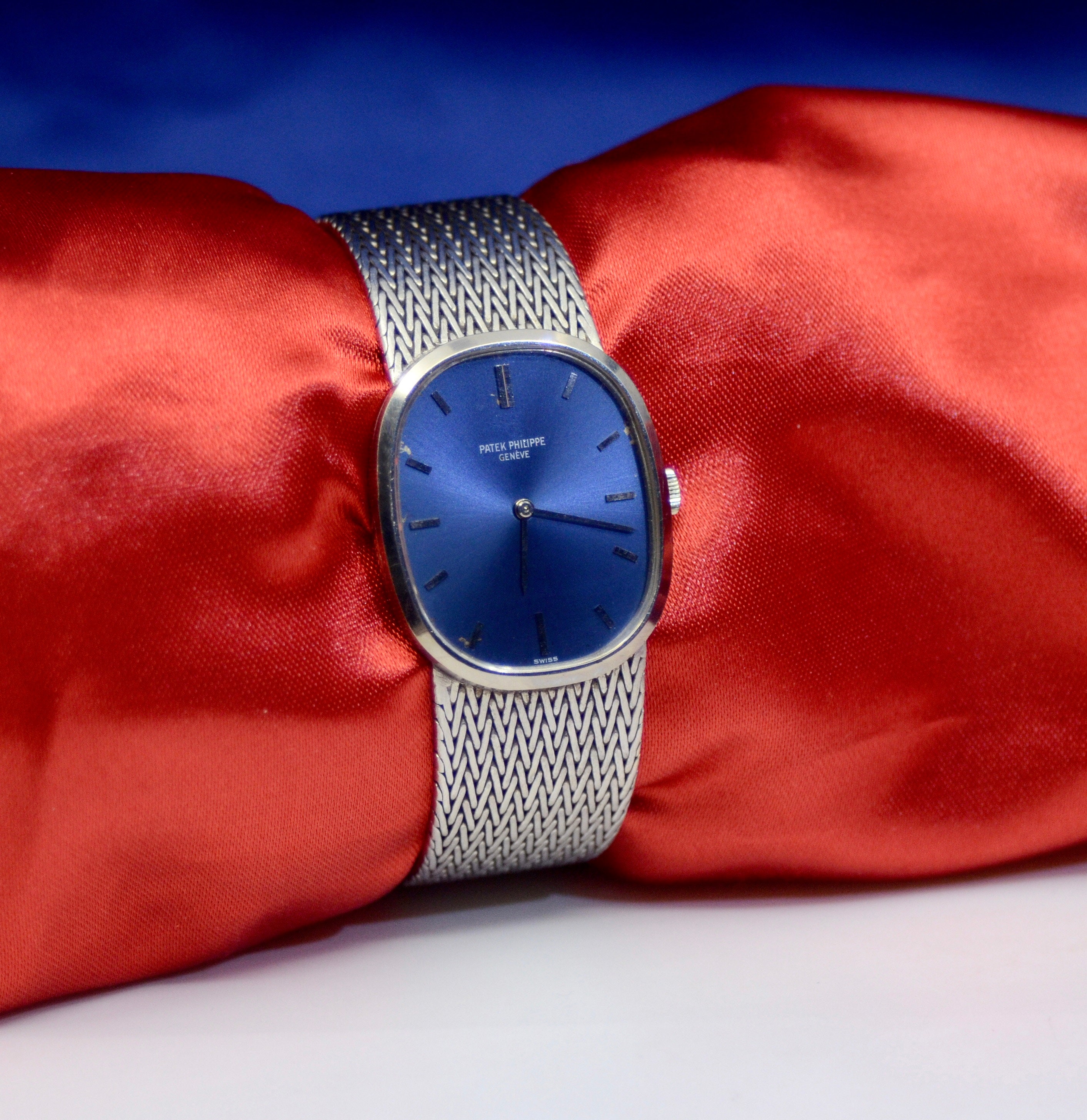 Patek philippe ellipse white best sale gold
