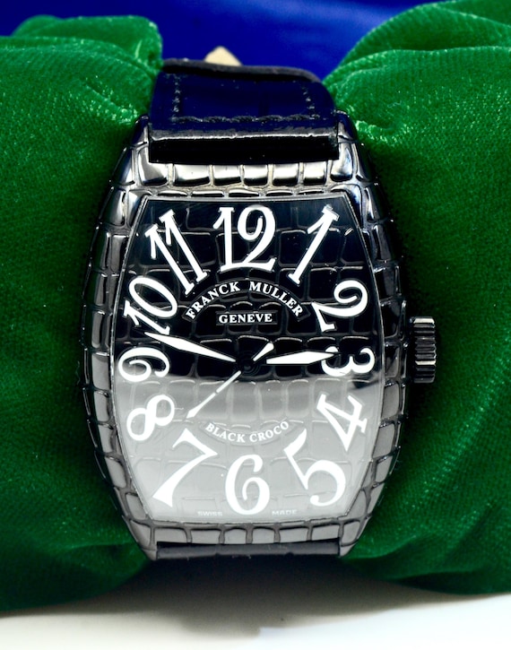 Men's Franck Muller Black Croco Stainless Steel Watch Ref