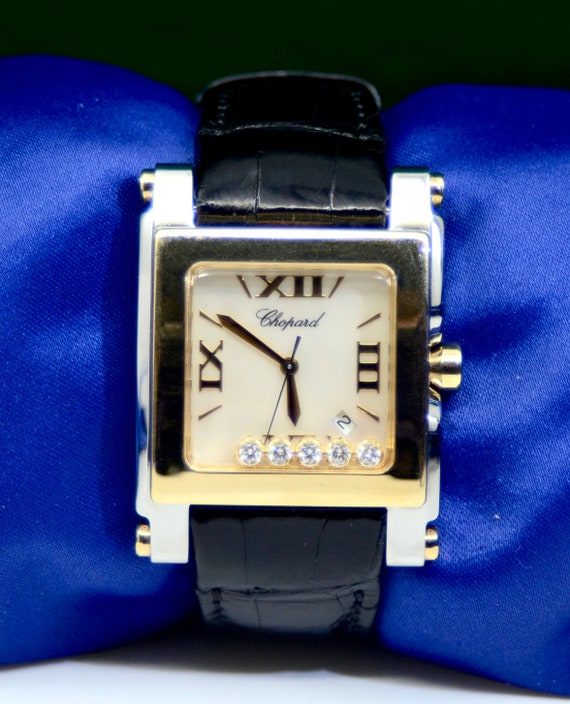 Chopard "Happy Sport" Square SS&18K YG watch 8447 