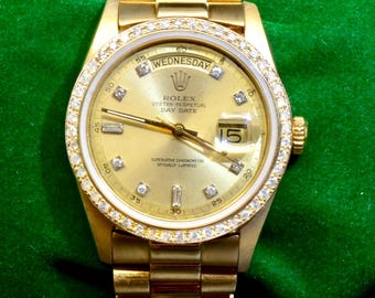 Men's Rolex Day-Date watch Ref.1803 18K Yellow Gold with Diamonds 123.5GM