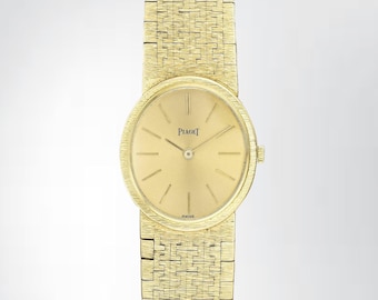Vintage Geneva Quasar 18KT HGE Gold Tone Watch Checkerboard 