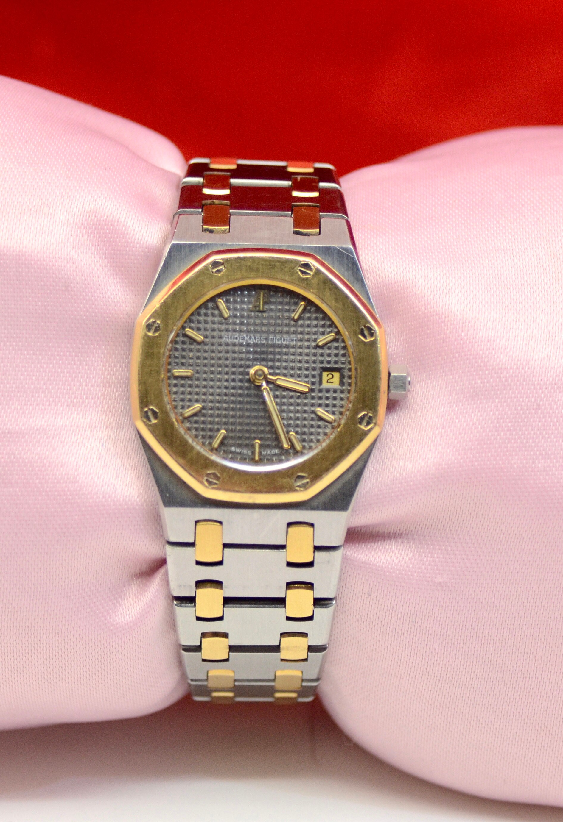 Damen Audemars Piguet Royal Oak 18K Gelb Gold Edelstahl Uhr