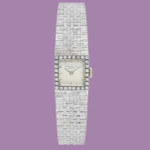 Vintage 1960s Patek Philippe Geneve 18K White Gold watch w/Diamonds Ref.3285