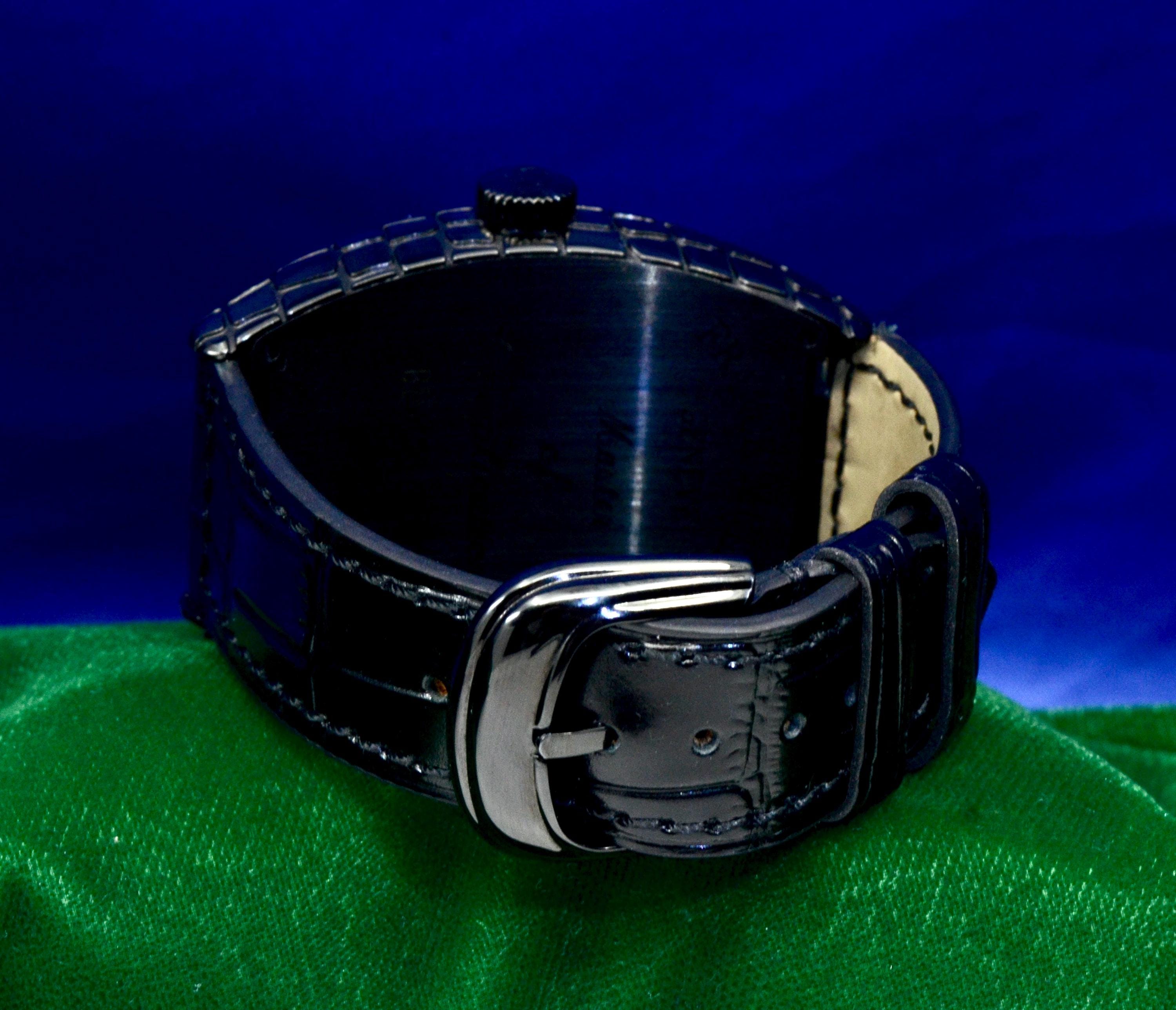 Men's Franck Muller Black Croco Stainless Steel Watch Ref