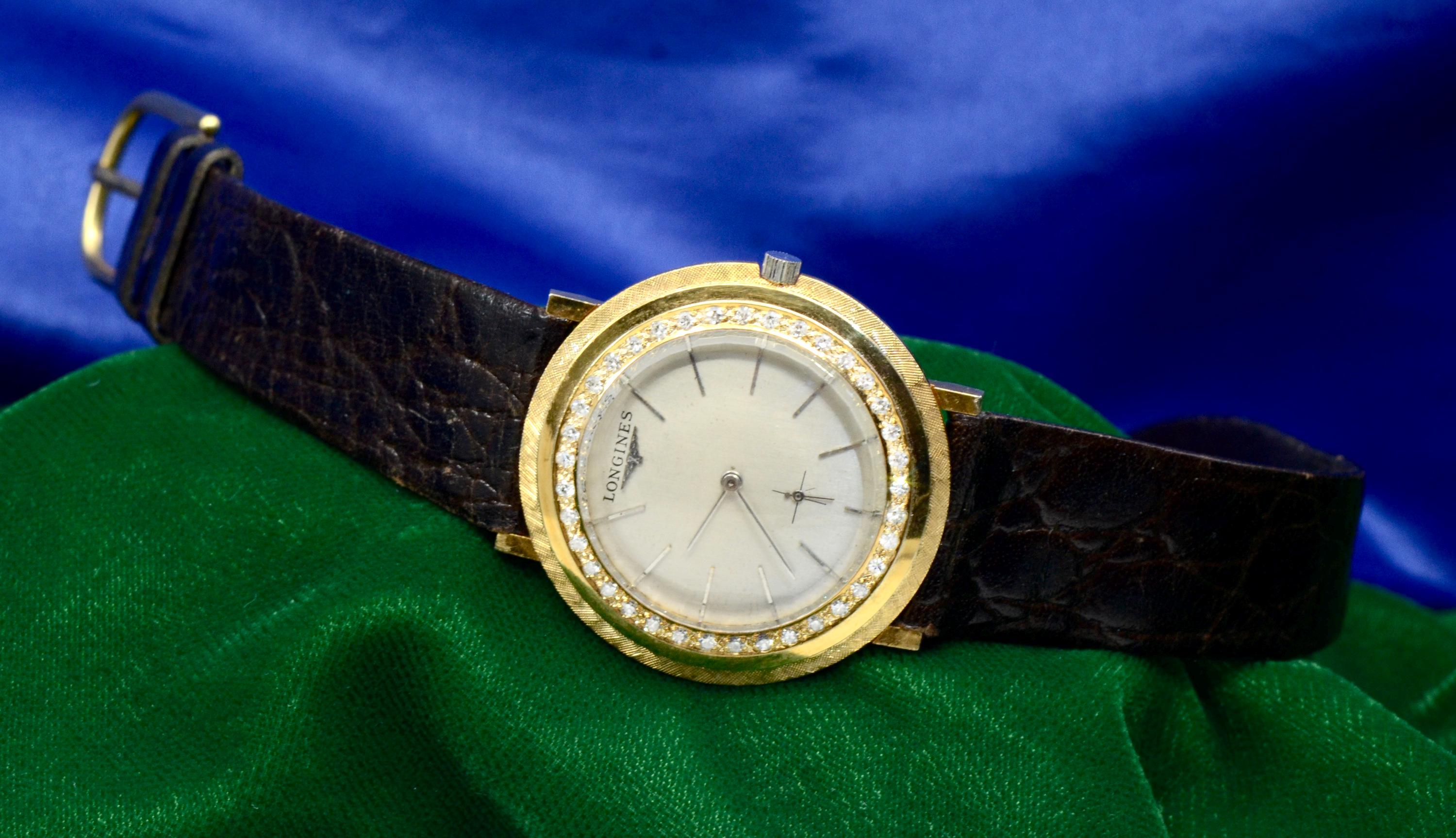 LONGINES 手巻 時計 ゴールド ダイヤ gold diamond ヴィンテージ 33 mm ロンジン 18K イエローゴールド 手巻き