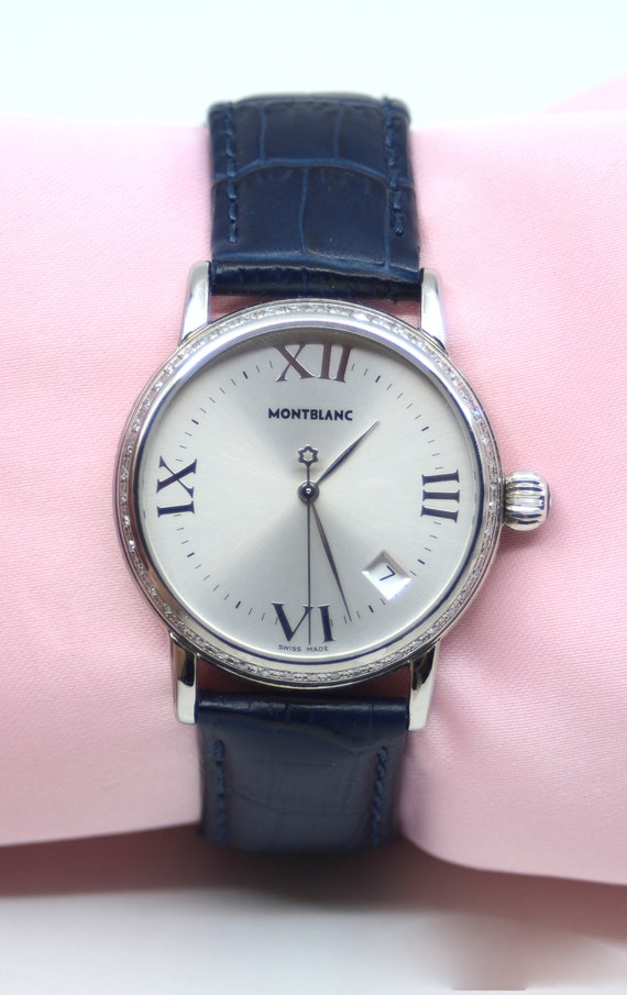 Montblanc Meisterstuck Stainless Steel Watch With Diamonds
