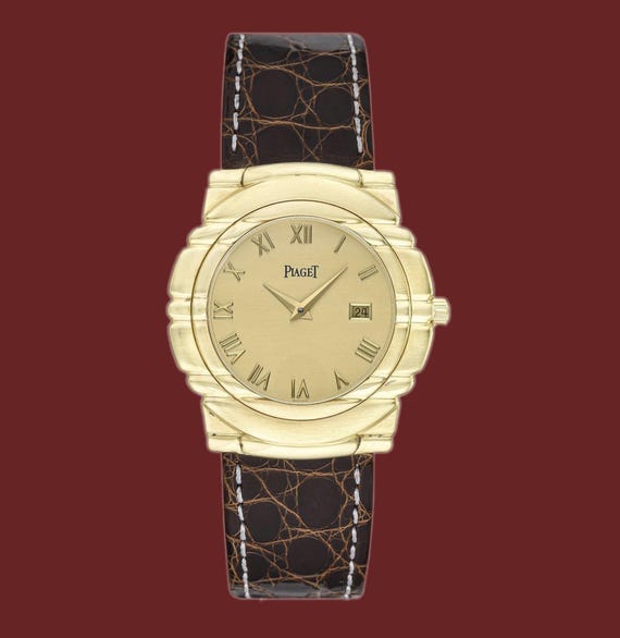 Orologio Piaget Tanagra vintage da uomo degli anni '90 in oro
