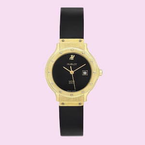 Vintage 1990er Jahre Damenuhr von Hublot MDM Geneve 18K Gelbgold mit Datum Ref.13913