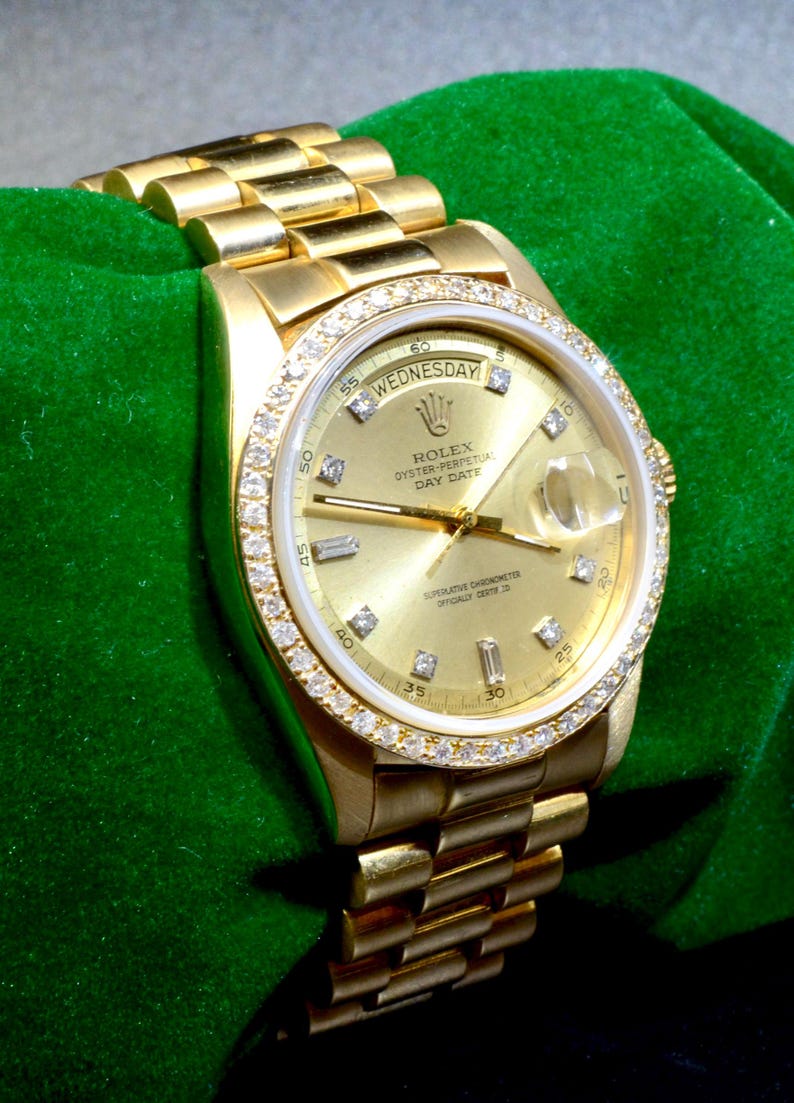 Men's Rolex Day-Date watch Ref.1803 18K Yellow Gold with Diamonds 123.5GM image 4