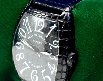 Men's Franck Muller Black Croco Stainless Steel Watch Ref