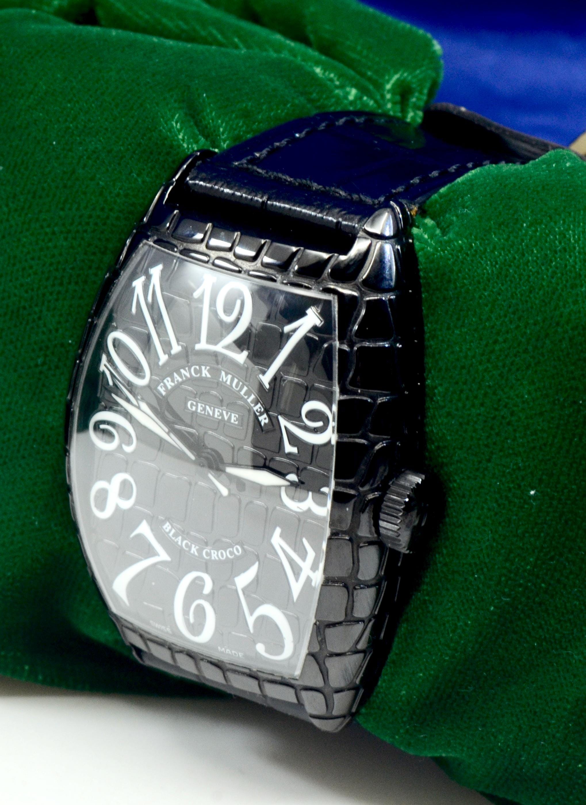 Men's Franck Muller Black Croco Stainless Steel Watch Ref