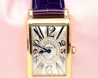 Franck Muller Long Island-horloge 18K RG met diamanten Ref. 902QZ RELVR met doos en papieren
