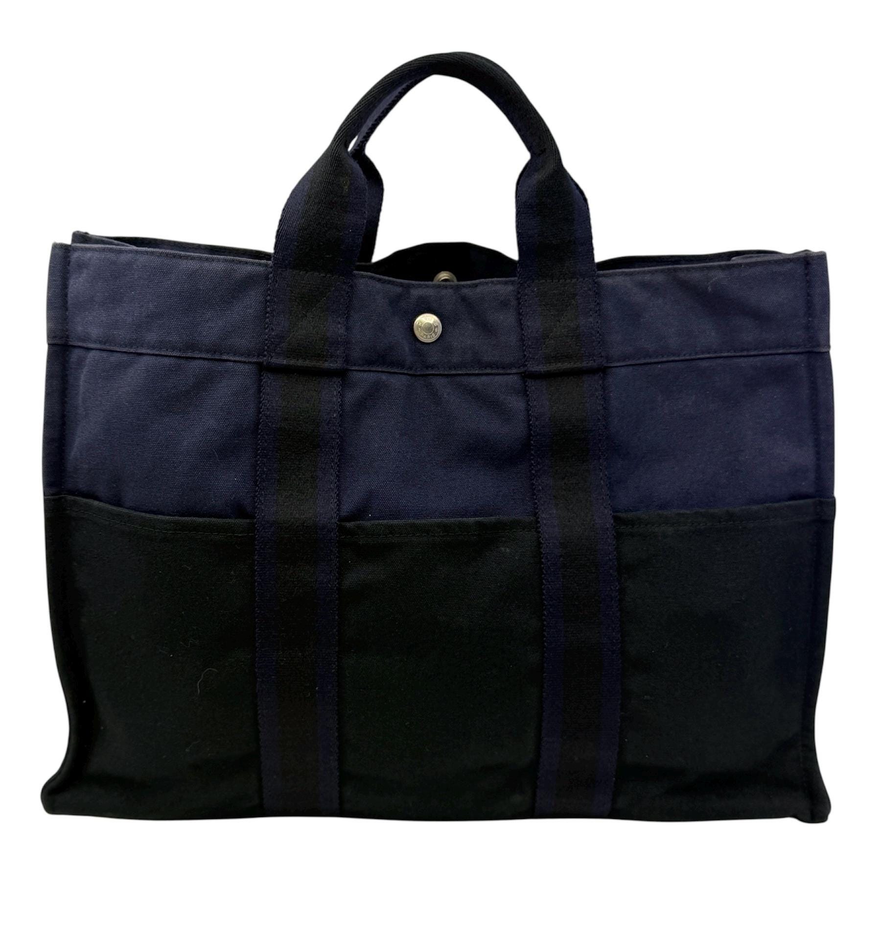 Authentic Hermes Fourre Tout MM Handbag, Navy Blue Color Canvas - Etsy