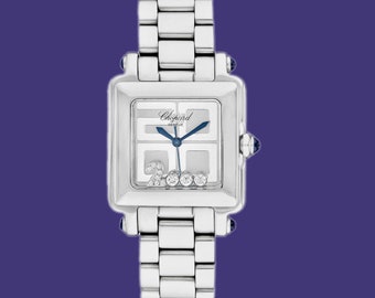 CHOPARD Geneve "Happy 2000" Stainless Steel Watch w/Date; floating Diamonds&2 Ref.8325