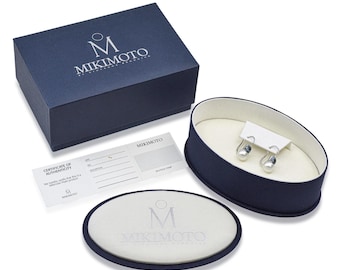 Mikimoto Earrings in 18K White Gold with Aquamarine and Pearl, 8.5g; with box