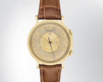 Vintage 1950s Men's Jaeger LeCoultre Memovox Watch 18K Yellow Gold w/alarm disc