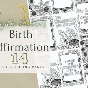 Birth Affirmation Adult Coloring Pages, Birth Planning, Midwife Resources, Birth Doula, PDF Digital Download image 1