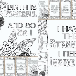 Birth Affirmation Adult Coloring Pages, Birth Planning, Midwife Resources, Birth Doula, PDF Digital Download image 2