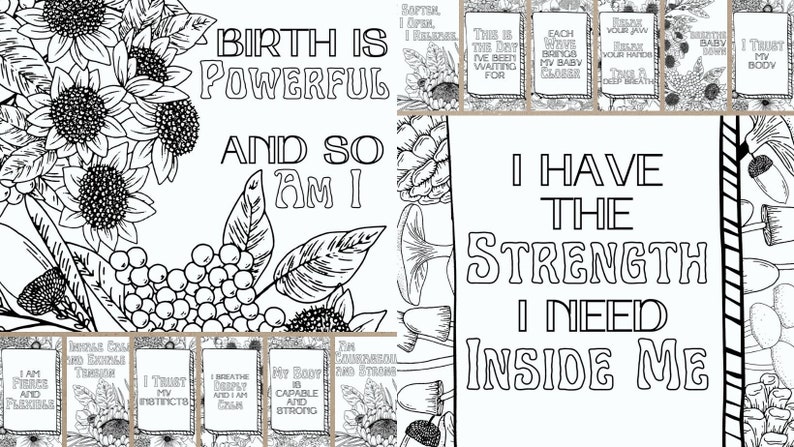 Birth Affirmation Adult Coloring Pages, Birth Planning, Midwife Resources, Birth Doula, PDF Digital Download image 2