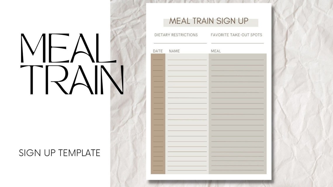 Meal Train Signup Template, Digital Download, Meal Train PDF Etsy Meal Train Signup Template, Digital Download, Meal Train PDF Etsy