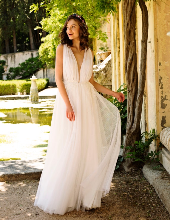 white maxi tulle dress