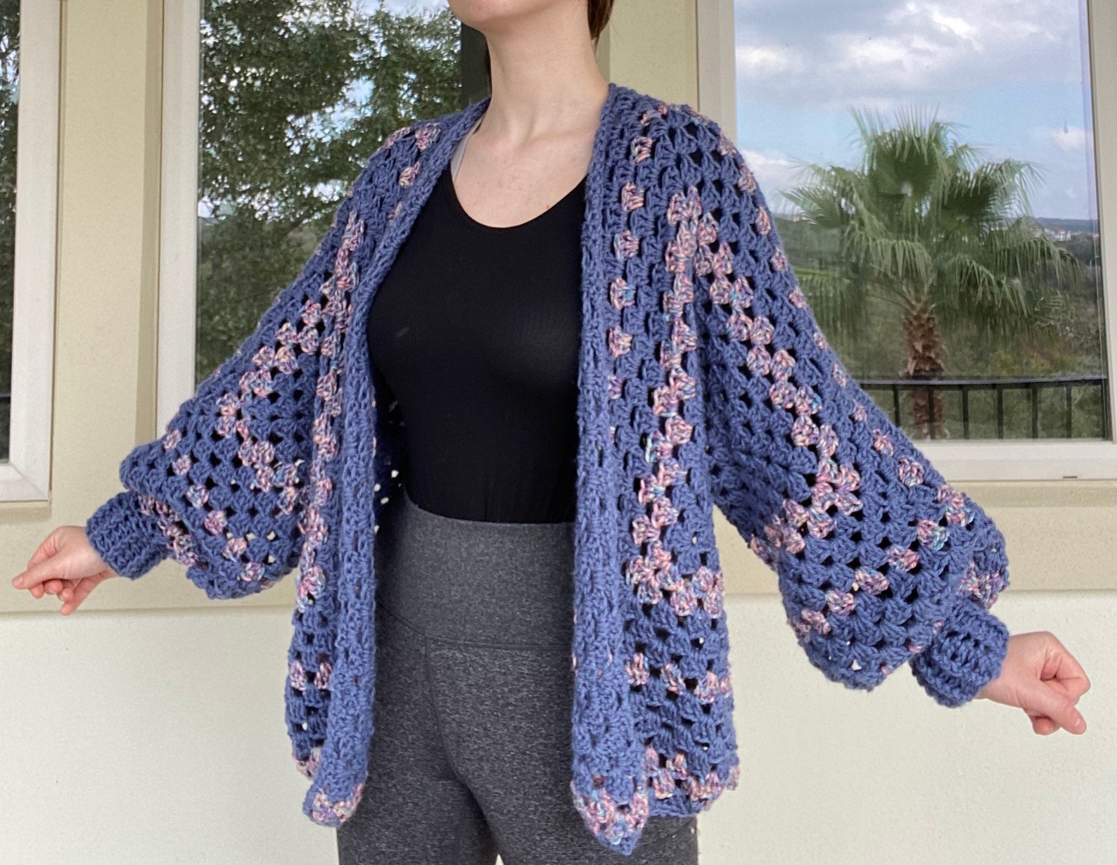 Oversized Crochet Cardigan / Blue Crochet Cardigan / Blue | Etsy