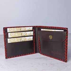 Cartera de cuero delgada plegable para hombre: billetera de cuero hecha a mano, regalo ideal para hombres
