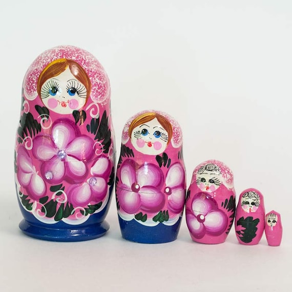 Matryoshka Summer Colors and Mood Matrioshka Russian Nesting Doll Babushka set 5 pc