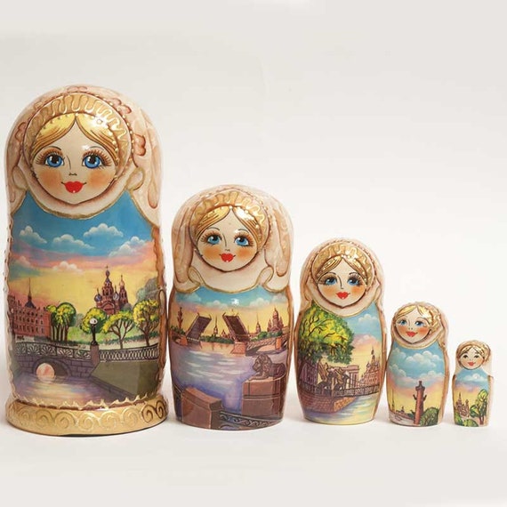 Matryoshka Nesting Doll Saint-Petersburg Sights Russian | Etsy