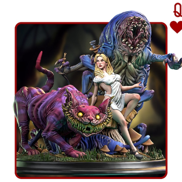Alice in Creepyland - Resin Diorama | Bust for painting | Figurines | 75mm| Small Statue